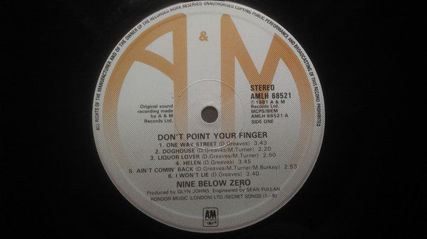 9 Below Zero* : Don't Point Your Finger (LP, Bro)