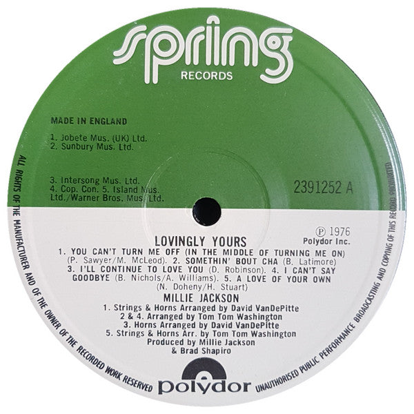 Millie Jackson : Lovingly Yours (LP, Album)