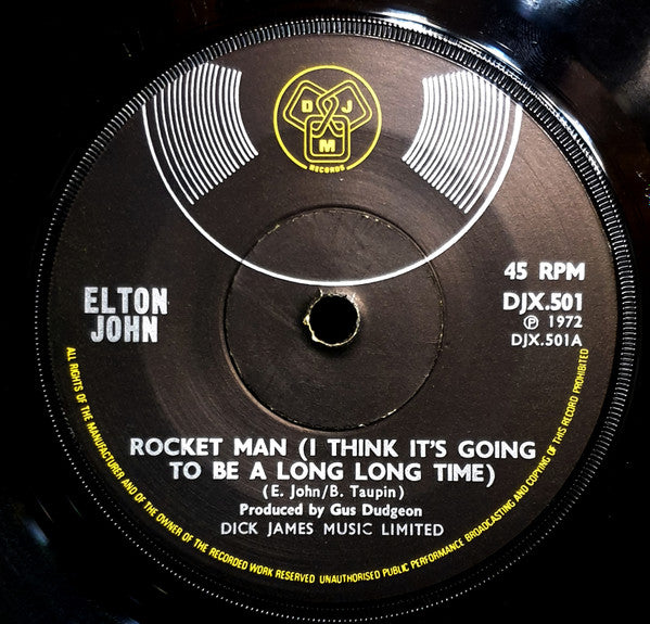 Elton John : Rocket Man (I Think It's Going To Be A Long Long Time) (7", Single, Gat)