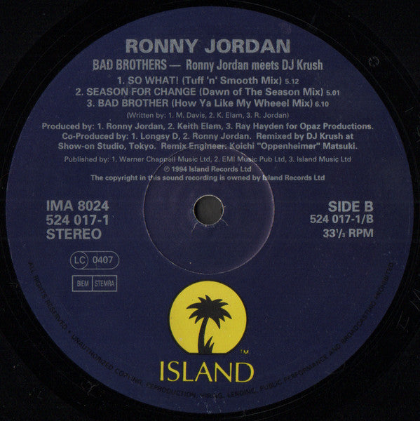 Ronny Jordan Meets DJ Krush : Bad Brothers (12", MiniAlbum)
