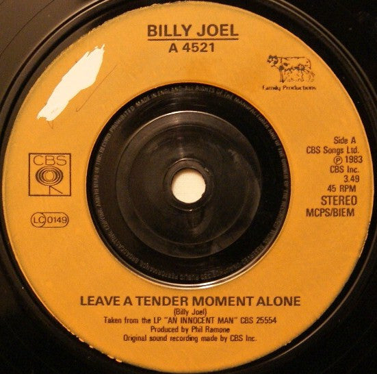 Billy Joel : Leave A Tender Moment Alone (7", Single, Ora)