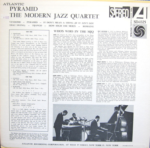 The Modern Jazz Quartet : Pyramid (LP, Album)