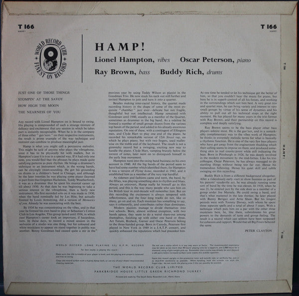 Lionel Hampton : Hamp! (LP, Comp, Mono, Club)
