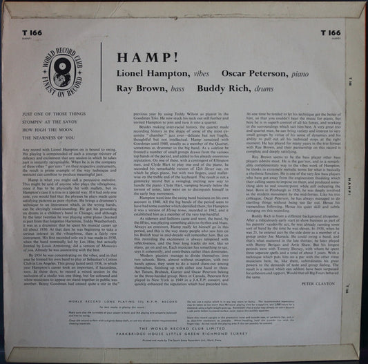 Lionel Hampton : Hamp! (LP, Comp, Mono, Club)