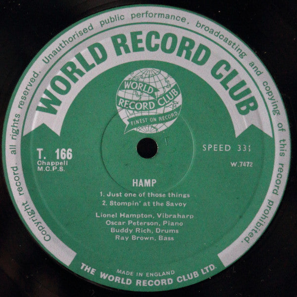 Lionel Hampton : Hamp! (LP, Comp, Mono, Club)