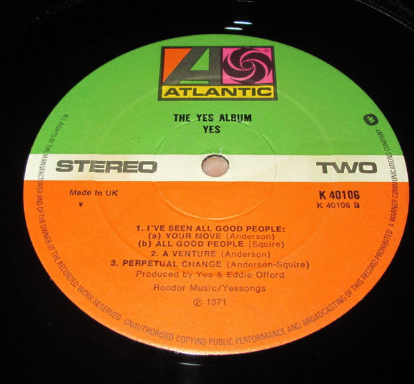 Yes : The Yes Album (LP, Album, RE, RP, Gat)