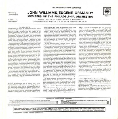 John Williams (7) / Eugene Ormandy, Members Of The Philadelphia Orchestra*, Rodrigo* / Castelnuovo Tedesco* : Two Favourite Guitar Concertos: Concierto De Aranjuez / Concerto In D (LP)