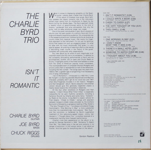 The Charlie Byrd Trio* : Isn't It Romantic (LP)