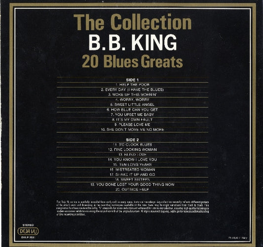 B.B. King : The Collection - 20 Blues Greats (LP, Comp, RE)