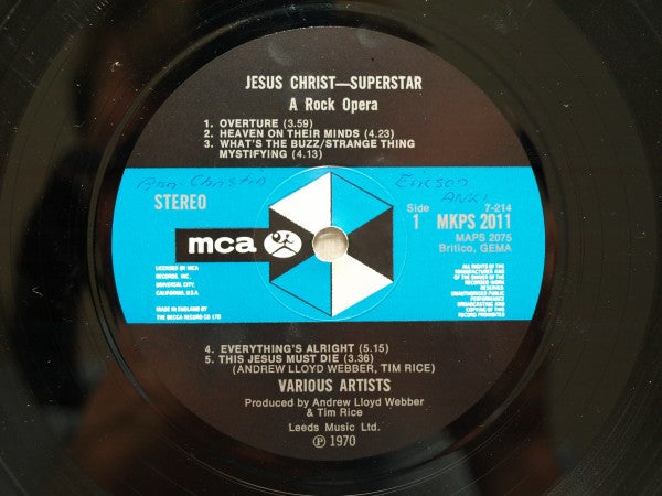 Andrew Lloyd Webber & Tim Rice*, Various : Jesus Christ Superstar (A Rock Opera) (2xLP, Album, RP, Blu)