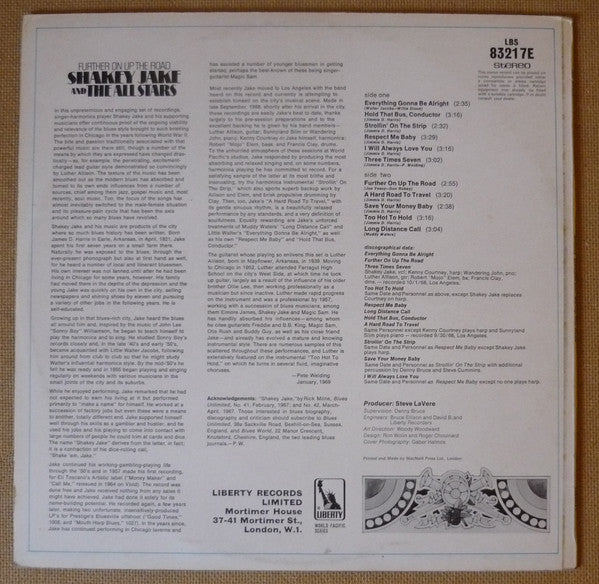 Shakey Jake And The Allstars : Further On Up The Road (LP, Album)