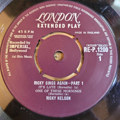 Ricky Nelson (2) : Ricky Sings Again - Part 1 (7", EP)
