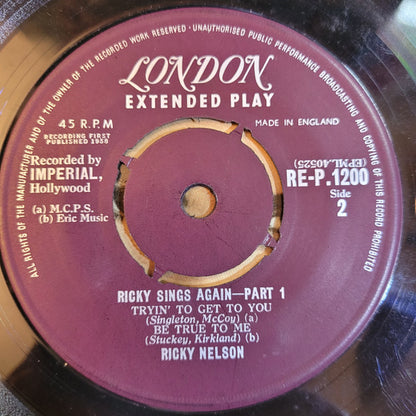 Ricky Nelson (2) : Ricky Sings Again - Part 1 (7", EP)