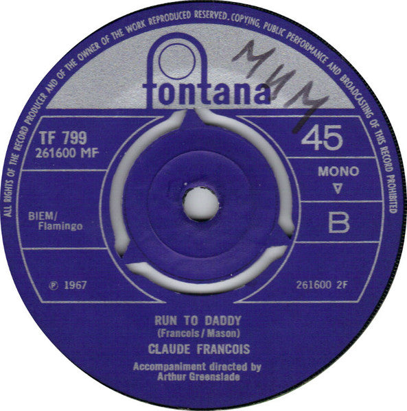 Claude François : Bench Number 3, Waterloo Station (7", Single, Mono)