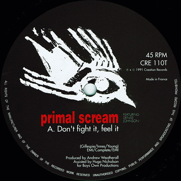 Primal Scream Featuring Denise Johnson : Don't Fight It, Feel It (12", Single)