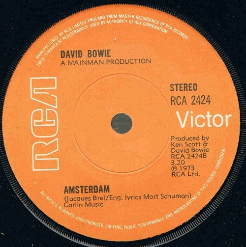 David Bowie : Sorrow (7", Single, Sol)