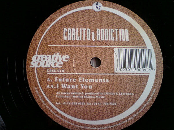 Carlito & DJ Addiction : Future Elements / I Want You (12")