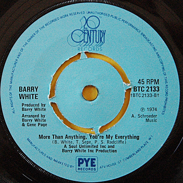 Barry White : You're The First, The Last, My Everything (7", Single, 4-p)