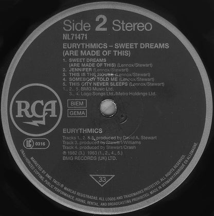 Eurythmics : Sweet Dreams (Are Made Of This) (LP, Album, RP)