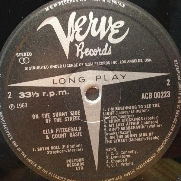 Ella Fitzgerald & Count Basie : On The Sunny Side Of The Street (LP, Club, RE)