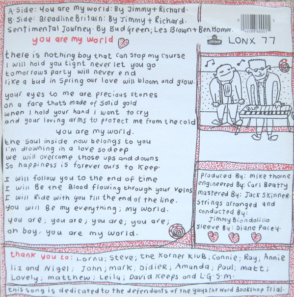 The Communards : You Are My World (12", Single)