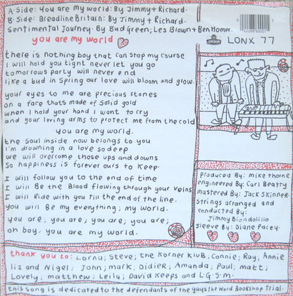 The Communards : You Are My World (12", Single)