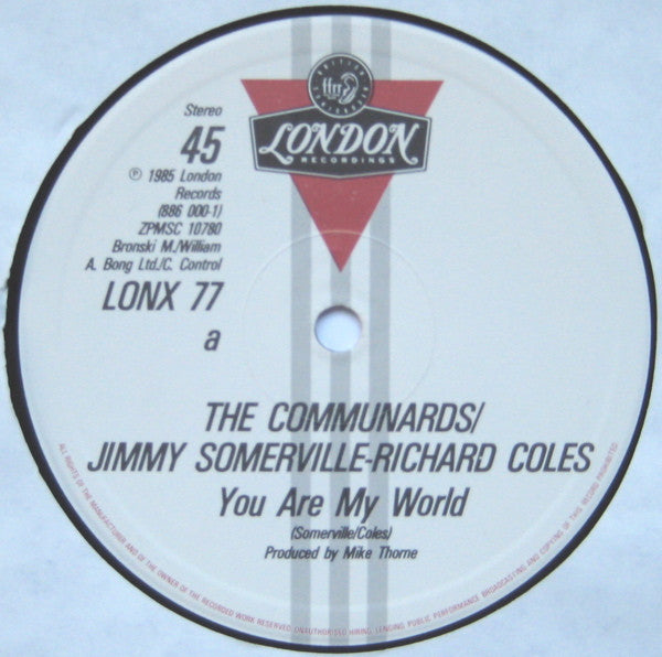 The Communards : You Are My World (12", Single)