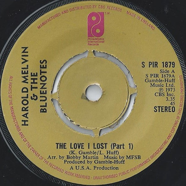 Harold Melvin And The Blue Notes : The Love I Lost (Part 1) (7", Single, Kno)