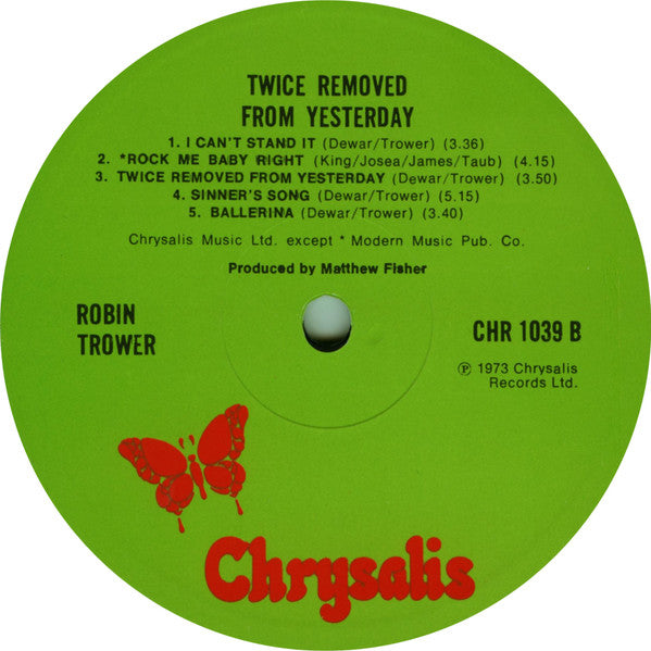 Robin Trower : Twice Removed From Yesterday (LP, Album)