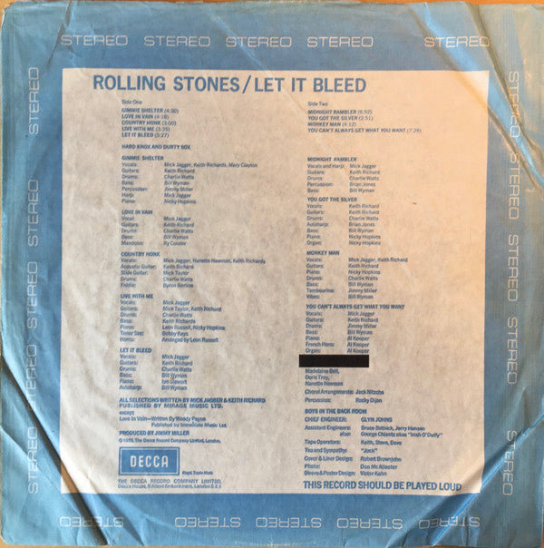 Rolling Stones* : Let It Bleed (LP, Album, Fir)