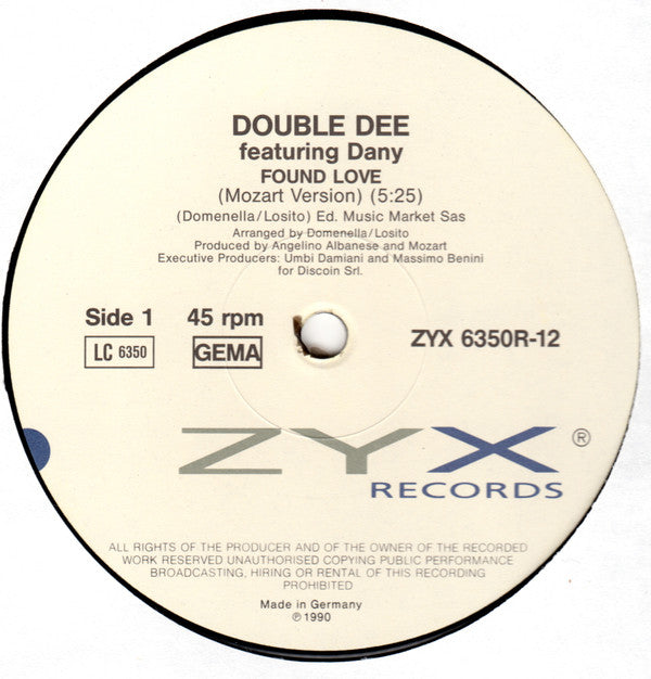 Double Dee featuring Dany : Found Love Remixes (12")