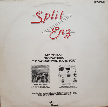 Split Enz : My Mistake C/W Crosswords (12", Single, Ltd)