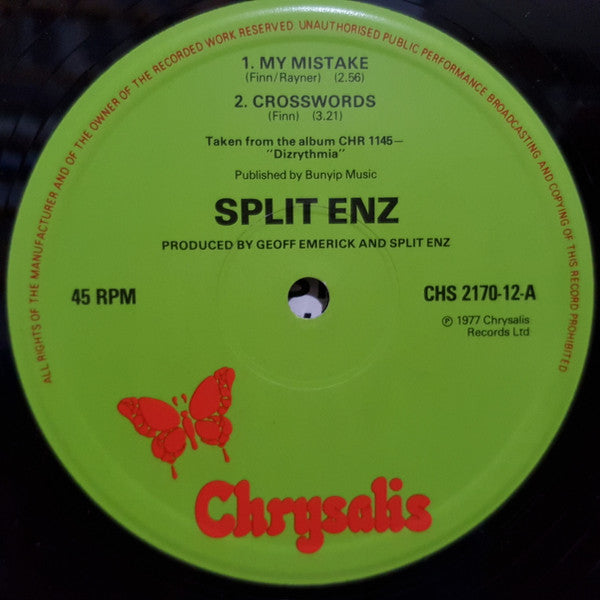 Split Enz : My Mistake C/W Crosswords (12", Single, Ltd)