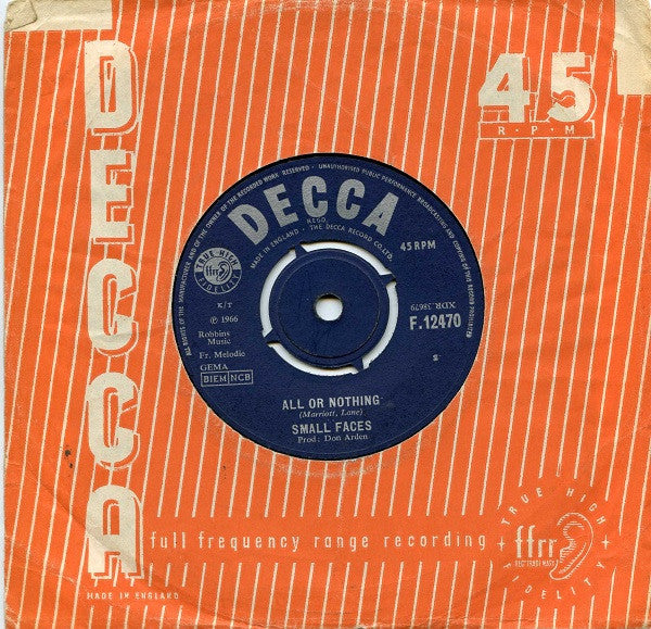 Small Faces : All Or Nothing (7", Single)