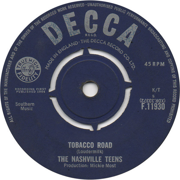 The Nashville Teens : Tobacco Road (7", Single)