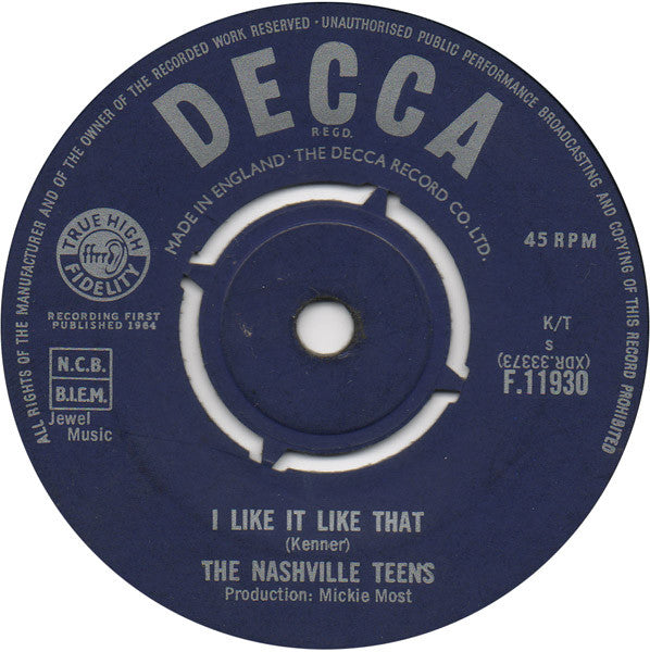 The Nashville Teens : Tobacco Road (7", Single)