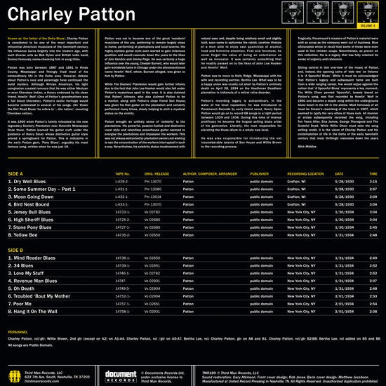 Charley Patton : Complete Recorded Works In Chronological Order Volume 4 (LP, Comp, 180)