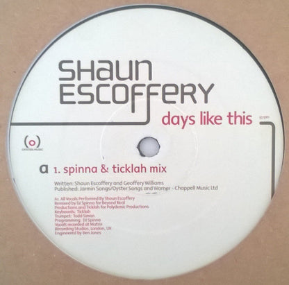 Shaun Escoffery : Days Like This (12")