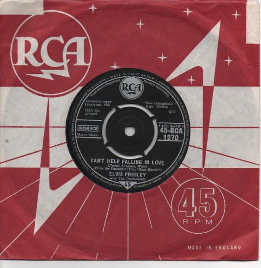 Elvis Presley With The Jordanaires : Can't Help Falling In Love (7", Single)