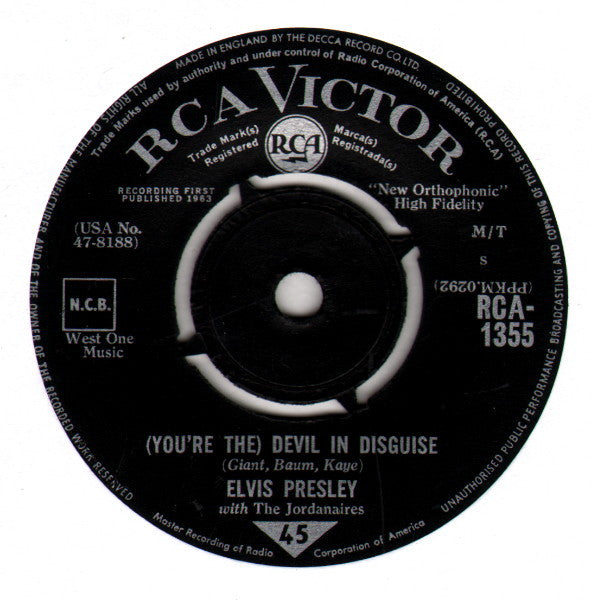 Elvis Presley With The Jordanaires : (You're The) Devil In Disguise (7", Single)