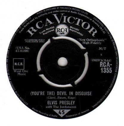 Elvis Presley With The Jordanaires : (You're The) Devil In Disguise (7", Single)