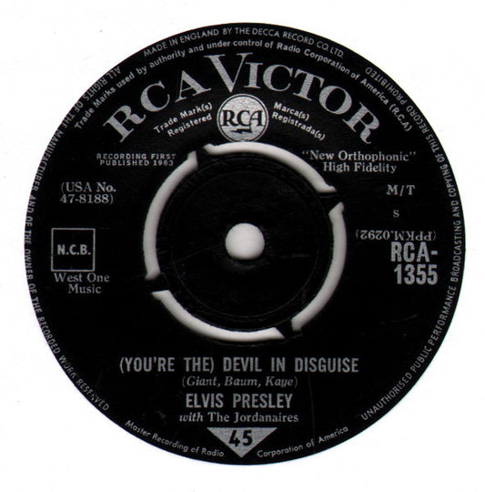 Elvis Presley With The Jordanaires : (You're The) Devil In Disguise (7", Single)