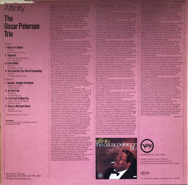 The Oscar Peterson Trio : Affinity (LP, Album, RE)