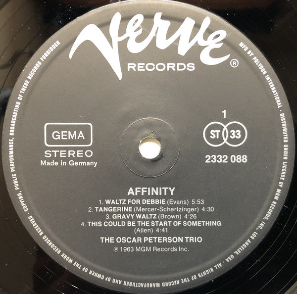 The Oscar Peterson Trio : Affinity (LP, Album, RE)