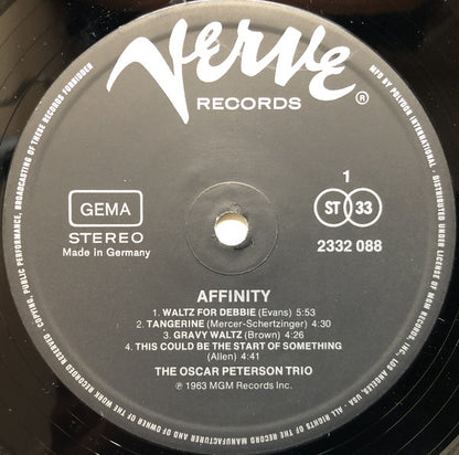 The Oscar Peterson Trio : Affinity (LP, Album, RE)