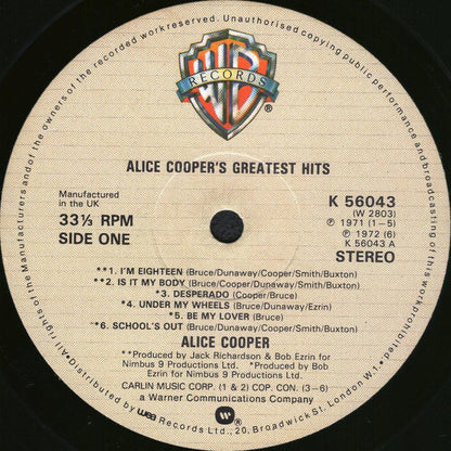 Alice Cooper : Alice Cooper's Greatest Hits (LP, Comp, RE)