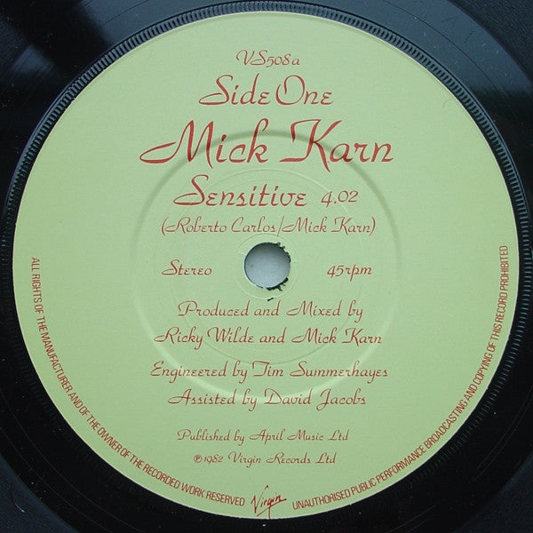 Mick Karn : Sensitive (7", Single)