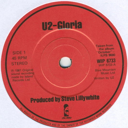 U2 : Gloria (7", Single, Sol)