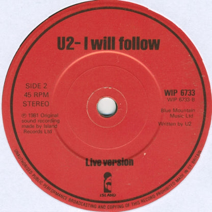 U2 : Gloria (7", Single, Sol)