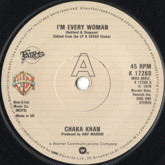 Chaka Khan : I'm Every Woman (7", Single, Com)